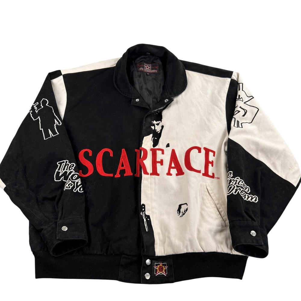 JH Design Scarface Twill Jacket 2XL Black White Men Tony Montana World Is Yours